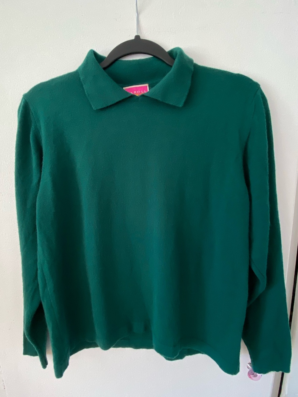 Vintage Collegiate Caroll Teal Green Peter Pan Collared Cashmere Wool Sweater
